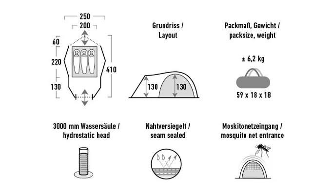 High Peak Alfena 3.0 Kuppelzelt 3 Personen 4 High Peak Alfena 3.0 Kuppelzelt 3 Personen – Bild 2